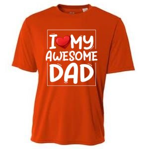 I Love My Awesome Dad Heart Valentines Day Matching Couple Gift Cooling Performance Crew T-Shirt