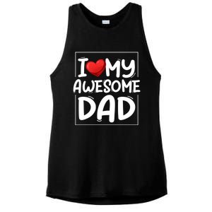 I Love My Awesome Dad Heart Valentines Day Matching Couple Gift Ladies PosiCharge Tri-Blend Wicking Tank