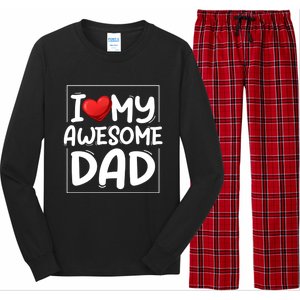 I Love My Awesome Dad Heart Valentines Day Matching Couple Gift Long Sleeve Pajama Set