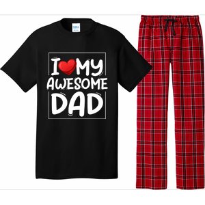 I Love My Awesome Dad Heart Valentines Day Matching Couple Gift Pajama Set