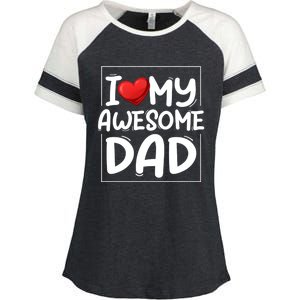 I Love My Awesome Dad Heart Valentines Day Matching Couple Gift Enza Ladies Jersey Colorblock Tee