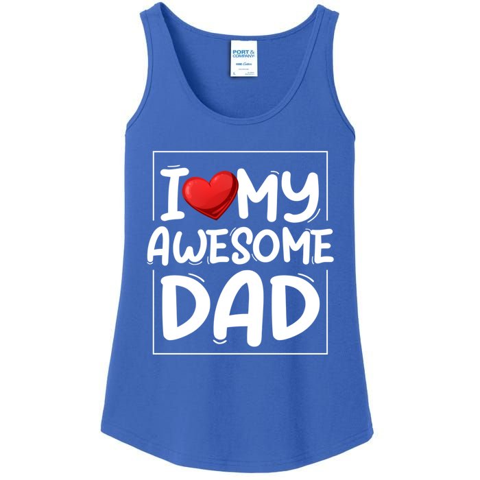 I Love My Awesome Dad Heart Valentines Day Matching Couple Gift Ladies Essential Tank