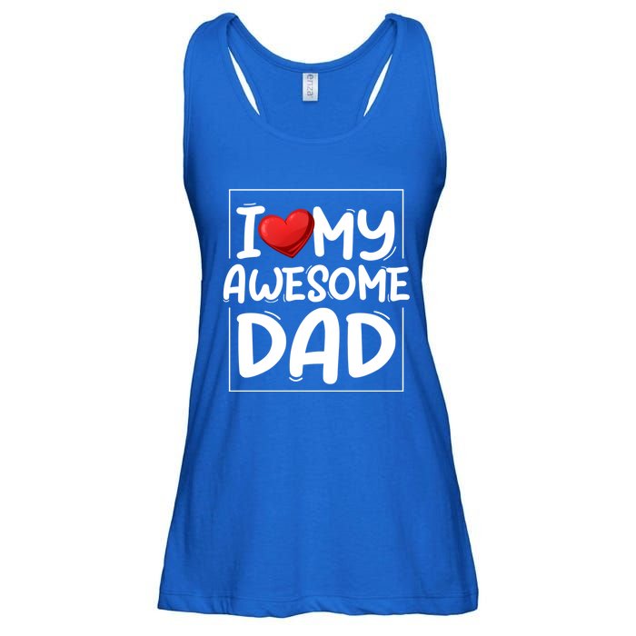 I Love My Awesome Dad Heart Valentines Day Matching Couple Gift Ladies Essential Flowy Tank