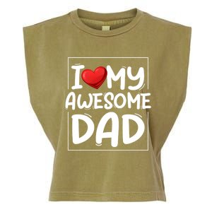 I Love My Awesome Dad Heart Valentines Day Matching Couple Gift Garment-Dyed Women's Muscle Tee