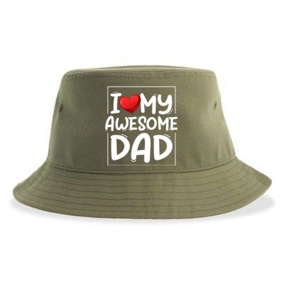 I Love My Awesome Dad Heart Valentines Day Matching Couple Gift Sustainable Bucket Hat