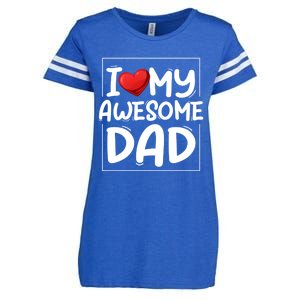 I Love My Awesome Dad Heart Valentines Day Matching Couple Gift Enza Ladies Jersey Football T-Shirt