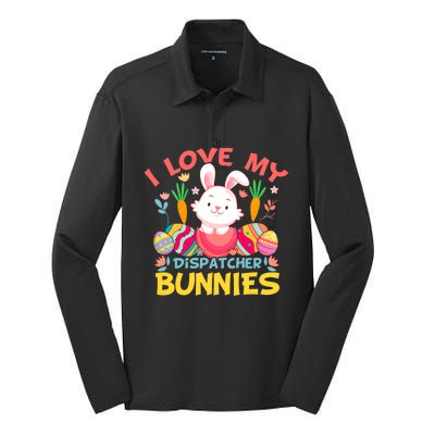 I Love My Dispatcher Bunnies Easter Day Funny Rabbit Gift Silk Touch Performance Long Sleeve Polo