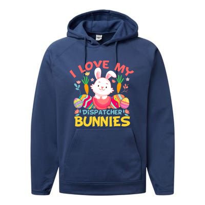 I Love My Dispatcher Bunnies Easter Day Funny Rabbit Gift Performance Fleece Hoodie