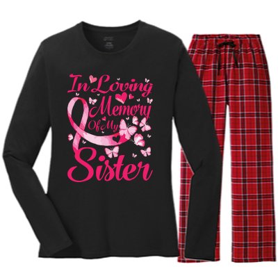 In Loving Memory Of My Sister Breast Cancer Awareness Women's Long Sleeve Flannel Pajama Set 