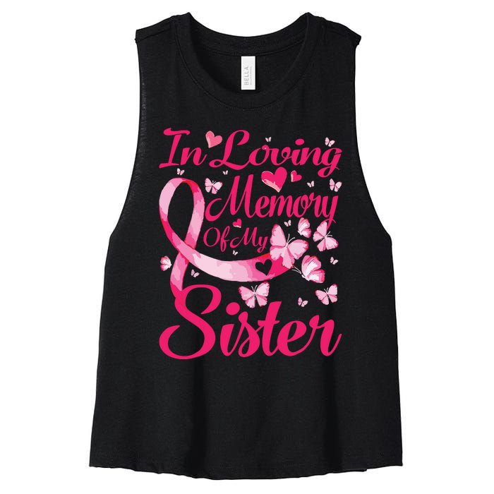 In Loving Memory Of My Sister Breast Cancer Awareness Women's Racerback Cropped Tank