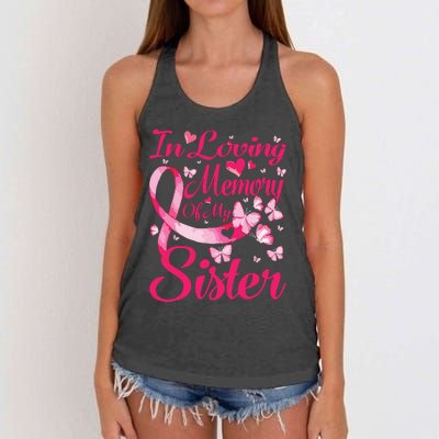 In Loving Memory Of My Sister Breast Cancer Awareness Women's Knotted Racerback Tank