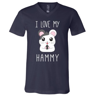 I Love My Hammy For Hamster Lovers V-Neck T-Shirt