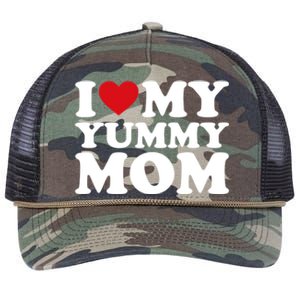 I Love My Mom Heart MotherS Day I Love My Yummy Mom Meaningful Gift Retro Rope Trucker Hat Cap