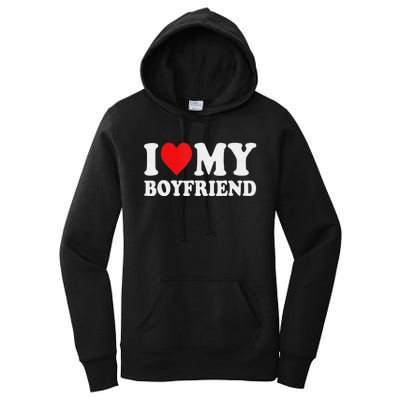 I Love My Boyfriend Funny Valentine Red Heart Love Women's Pullover Hoodie