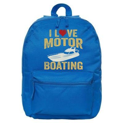 I Love Motor Boating Funny Boater Gift 16 in Basic Backpack