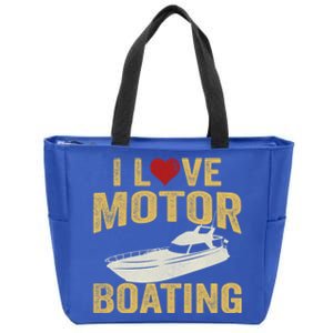 I Love Motor Boating Funny Boater Gift Zip Tote Bag