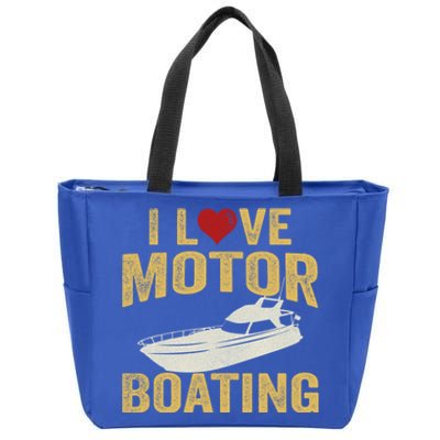 I Love Motor Boating Funny Boater Gift Zip Tote Bag