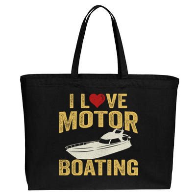 I Love Motor Boating Funny Boater Gift Cotton Canvas Jumbo Tote