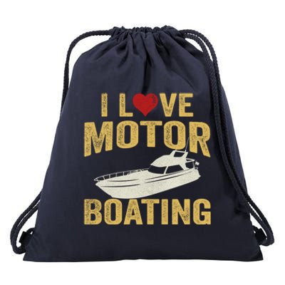 I Love Motor Boating Funny Boater Gift Drawstring Bag