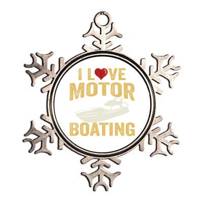 I Love Motor Boating Funny Boater Gift Metallic Star Ornament