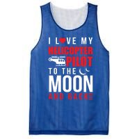 I Love My Helicopter Pilot To Moon And Back Wife Gift Mesh Reversible Basketball Jersey Tank