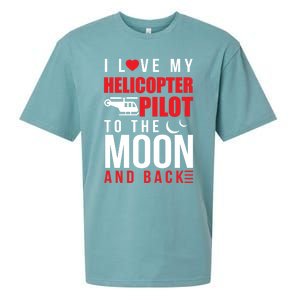 I Love My Helicopter Pilot To Moon And Back Wife Gift Sueded Cloud Jersey T-Shirt