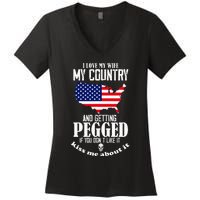 I Love My Wife My Country And Getting Pegged If You DonT Women's V-Neck T-Shirt