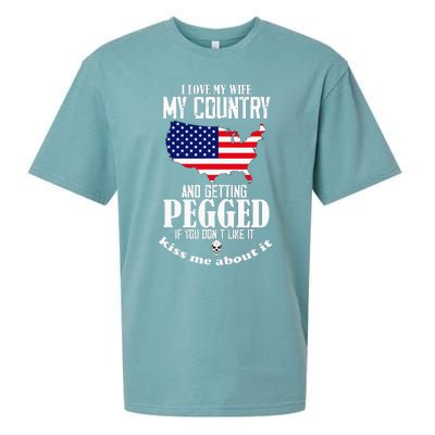 I Love My Wife My Country And Getting Pegged If You DonT Sueded Cloud Jersey T-Shirt