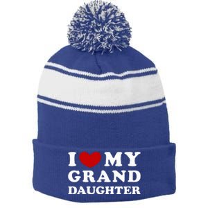 I Love My Granddaughter Stripe Pom Pom Beanie