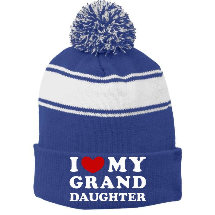 I Love My Granddaughter Stripe Pom Pom Beanie