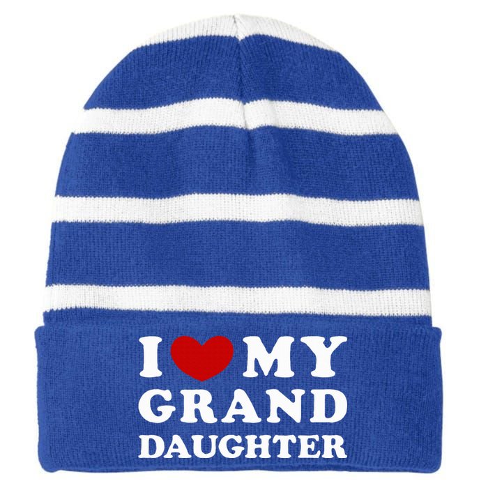 I Love My Granddaughter Striped Beanie with Solid Band