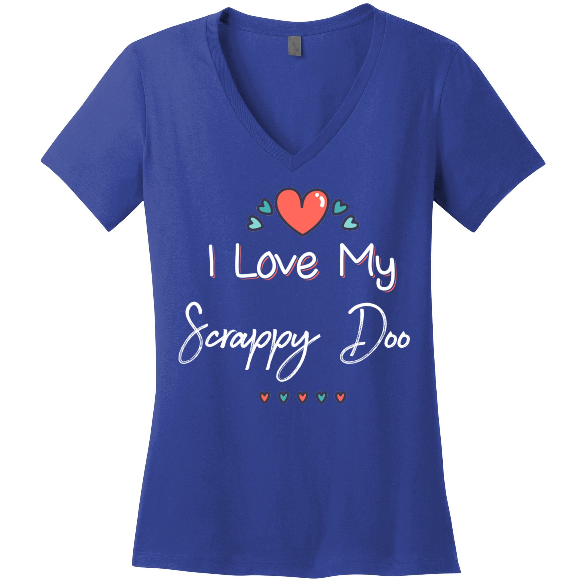 I Love My Scrappy Doo Cute Mothers Day Gift Women's V-Neck T-Shirt