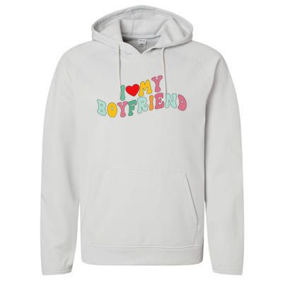 I Love My Boyfriend Groovy I Red Heart My Boyfriend BF Performance Fleece Hoodie