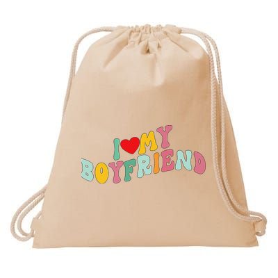 I Love My Boyfriend Groovy I Red Heart My Boyfriend BF Drawstring Bag