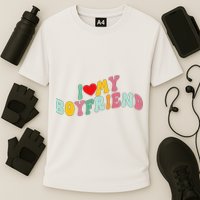 I Love My Boyfriend Groovy I Red Heart My Boyfriend BF Cooling Performance Crew T-Shirt
