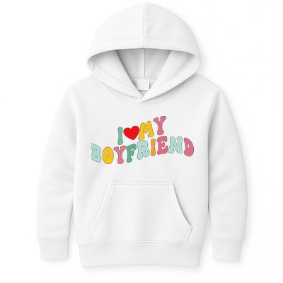 I Love My Boyfriend Groovy I Red Heart My Boyfriend BF Kids Hoodie