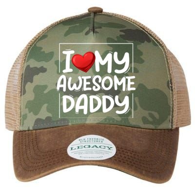 I Love My Awesome Daddy Heart Valentines Day Matching Couple Gift Legacy Tie Dye Trucker Hat