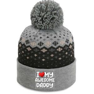 I Love My Awesome Daddy Heart Valentines Day Matching Couple Gift The Baniff Cuffed Pom Beanie