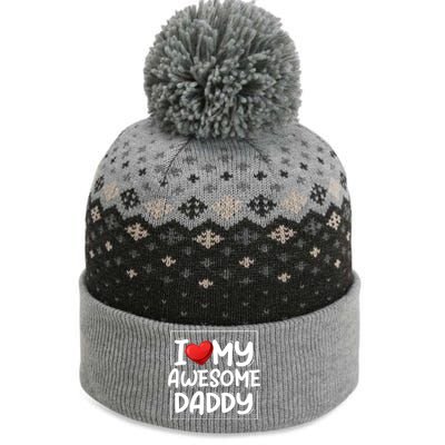 I Love My Awesome Daddy Heart Valentines Day Matching Couple Gift The Baniff Cuffed Pom Beanie