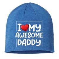 I Love My Awesome Daddy Heart Valentines Day Matching Couple Gift Sustainable Beanie