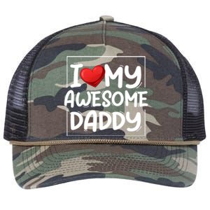 I Love My Awesome Daddy Heart Valentines Day Matching Couple Gift Retro Rope Trucker Hat Cap