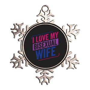 I Love My Bisexual Wife Bi Pride Bisexual Flag Metallic Star Ornament