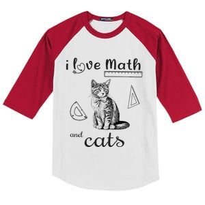 I Love Math And Cats Funny Cat Mathematic Lover Kids Colorblock Raglan Jersey