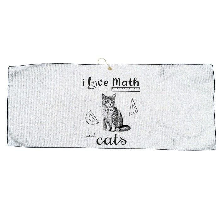 I Love Math And Cats Funny Cat Mathematic Lover Large Microfiber Waffle Golf Towel