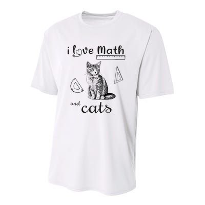 I Love Math And Cats Funny Cat Mathematic Lover Youth Performance Sprint T-Shirt