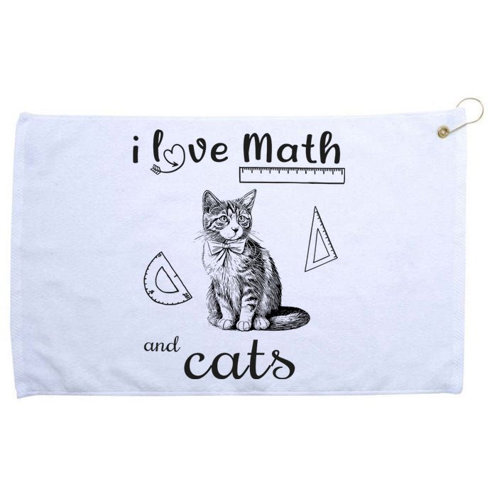 I Love Math And Cats Funny Cat Mathematic Lover Grommeted Golf Towel