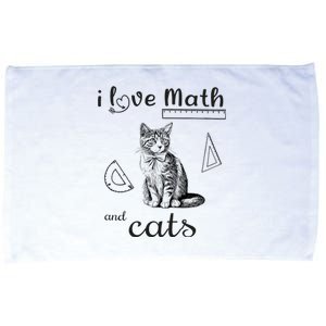 I Love Math And Cats Funny Cat Mathematic Lover Microfiber Hand Towel