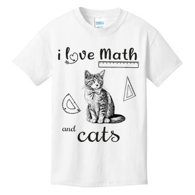 I Love Math And Cats Funny Cat Mathematic Lover Kids T-Shirt