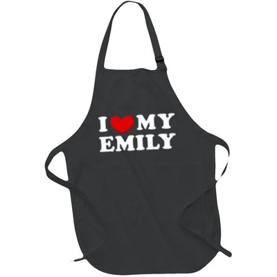 I Love My Emily, I Heart My Emily Full-Length Apron With Pockets
