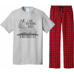 I Like My Books Spicy And My Coffee Icy Skeleton Hand Book Lover Pajama Set